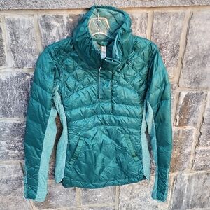 lululemon athletica "Down For A Run" Teal 1/4-Zip Quilted Pullover Jacket Size 6